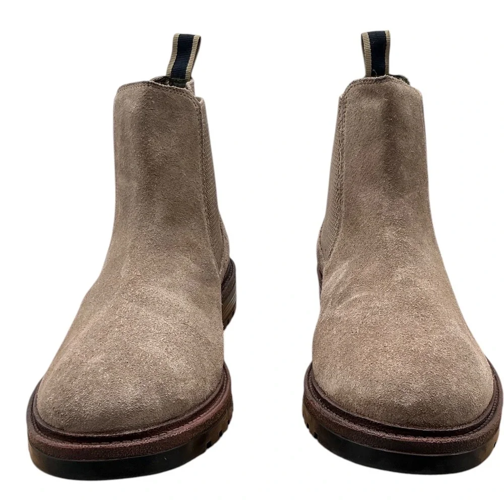 Steve Madden Mens Suede Chelsea Boots Taupe Brown Lug Sole Pull On Size 10